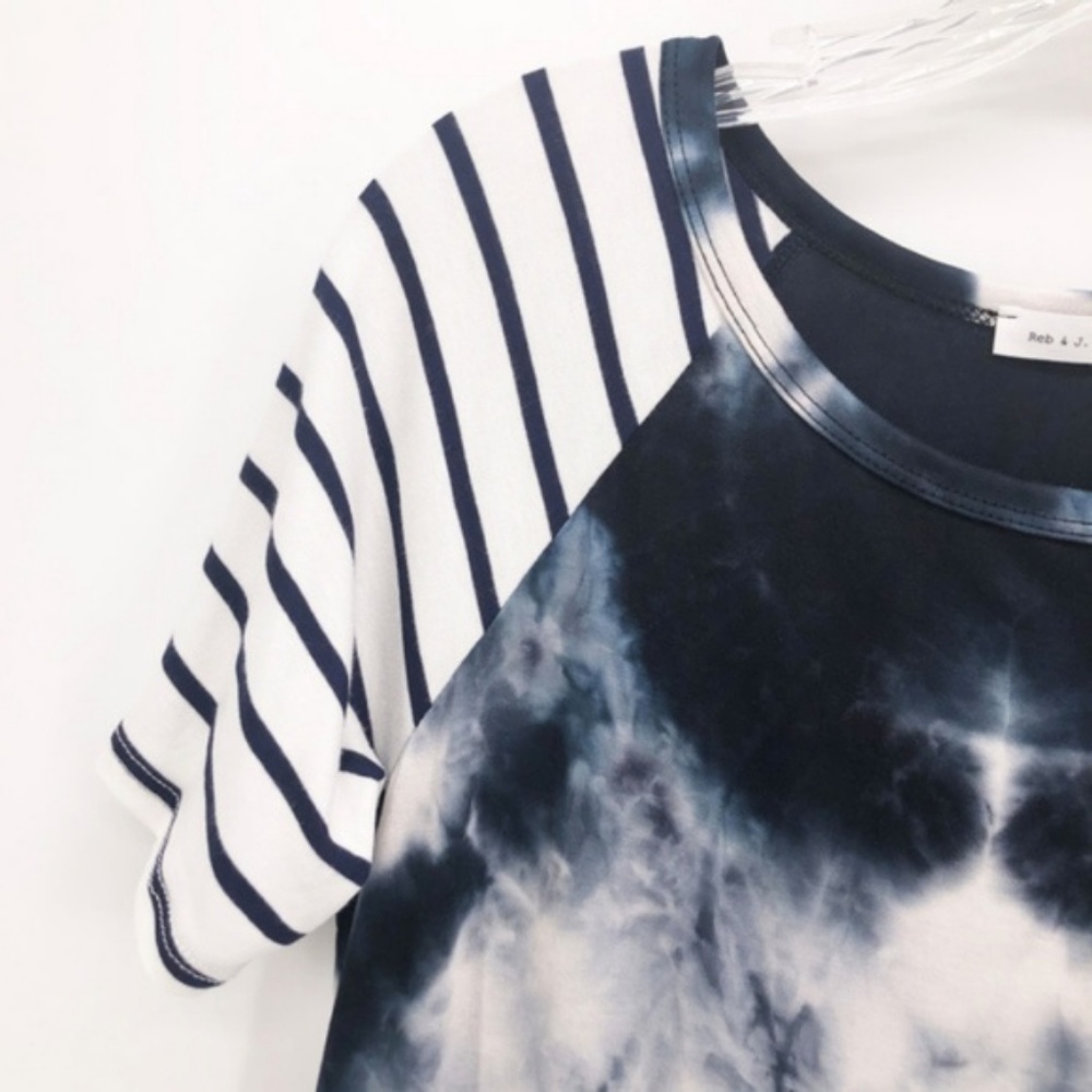 TIE DYE Raglan Stripe Tee Shirt PLUS SIZE Jersey - Picture 3 of 5